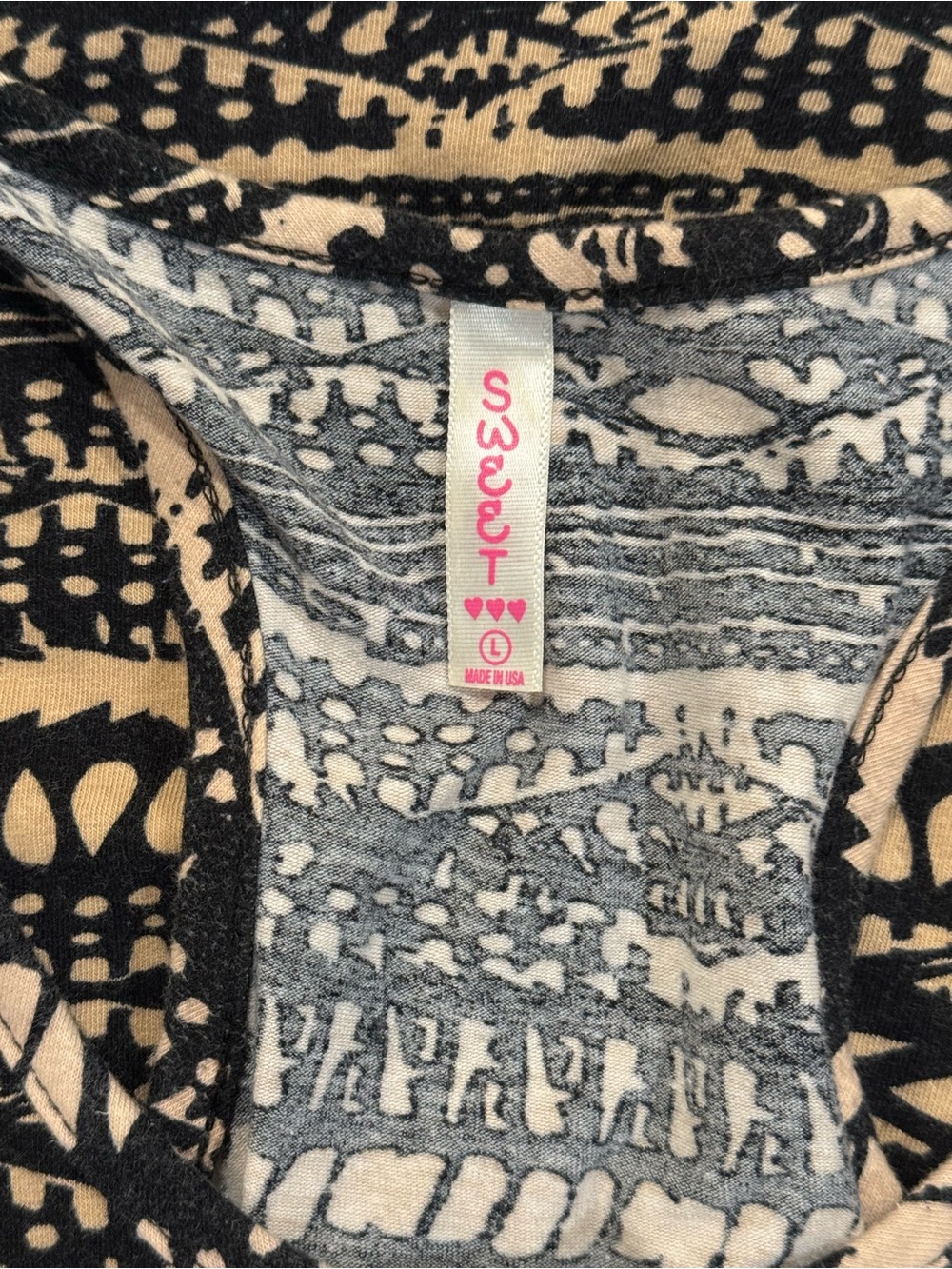 Black & Cream Patterned Racerback Tank Top - Picture 3 of 3